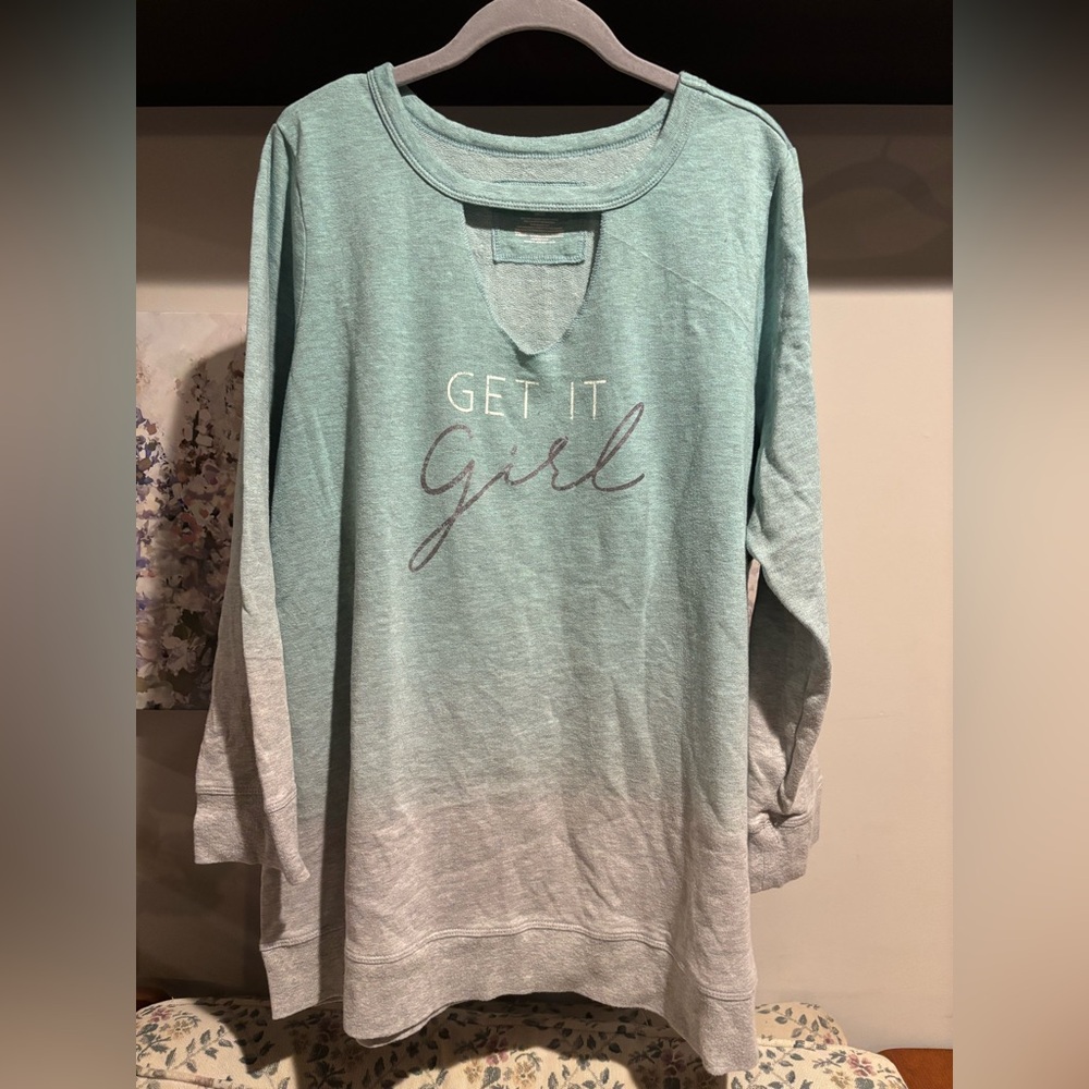 Lane Bryant Teal Long Sleeve Top